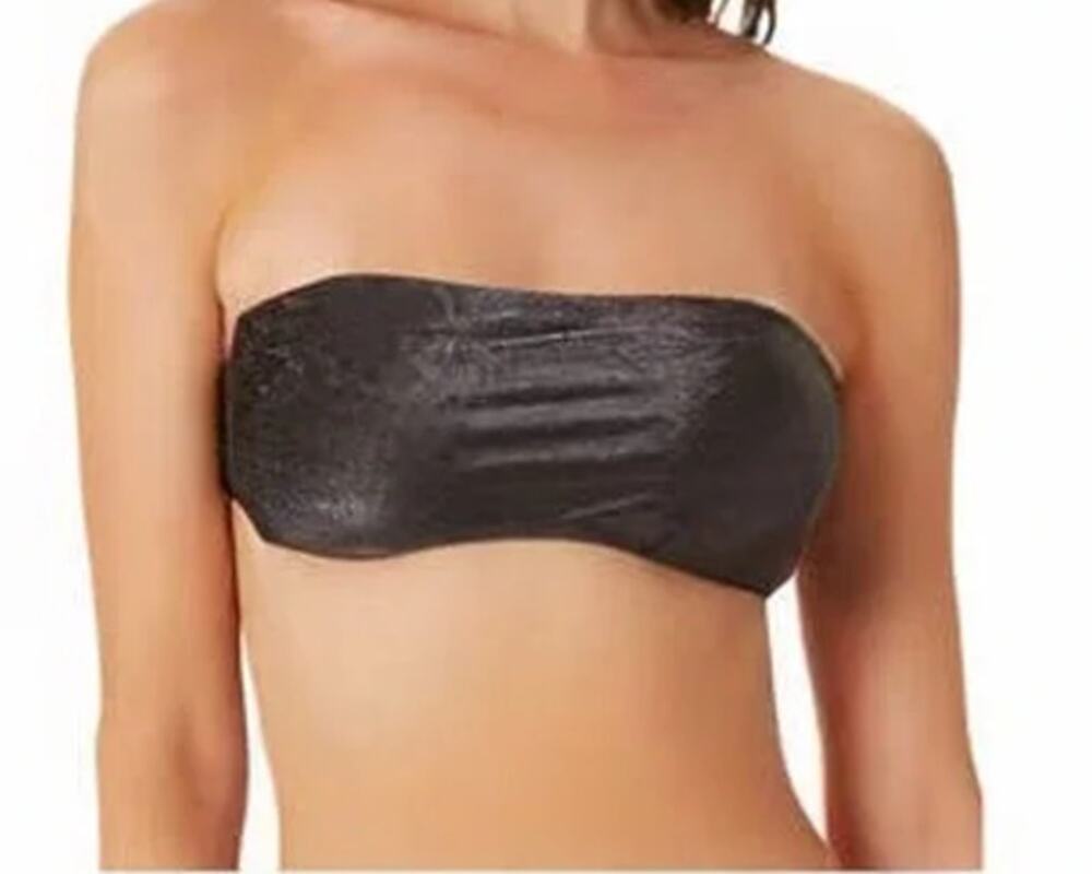 California Waves Black Bandeau Bikini Top with Removable Straps, NWT, Large